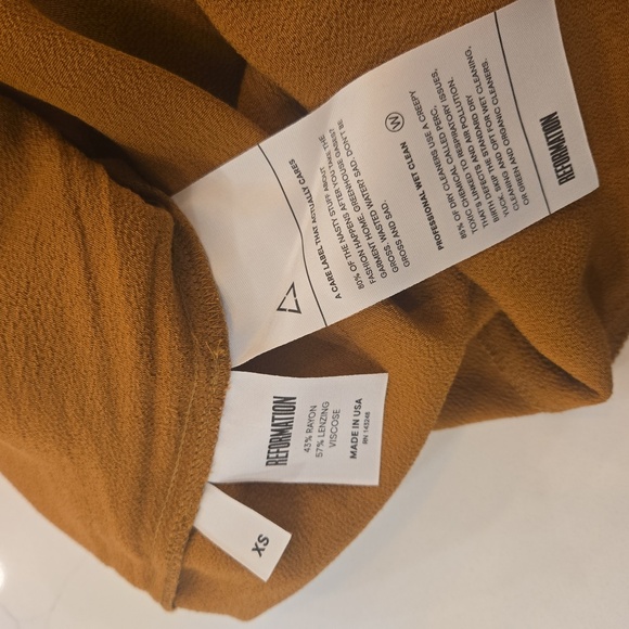 NWT REFORMATION Taurus Dress Sleeveless V Neck Plunge Tassled Toffee XS - Picture 9 of 9